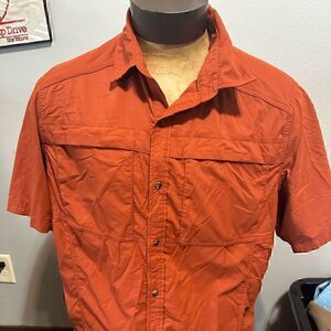 REI Mens XL Burnt Orange Short Sleeve Button Down Shirt